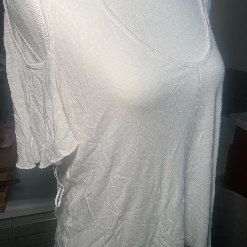 Free People White Short Sleeve Tee